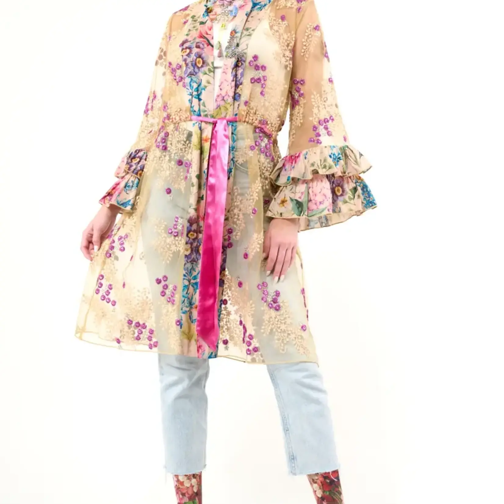 Aratta Miss September Embellished Mesh Kimono / Topper