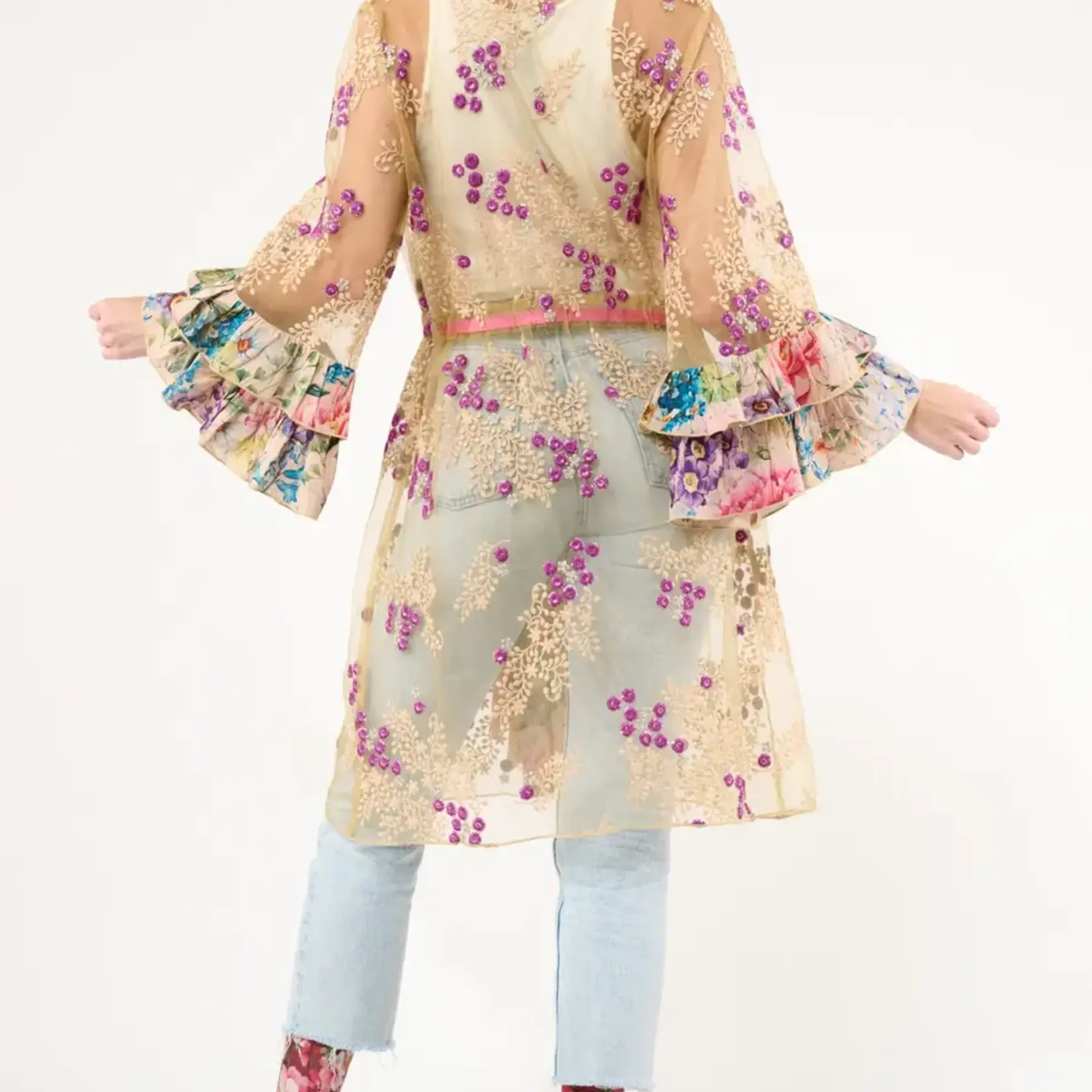 Aratta Miss September Embellished Mesh Kimono / Topper