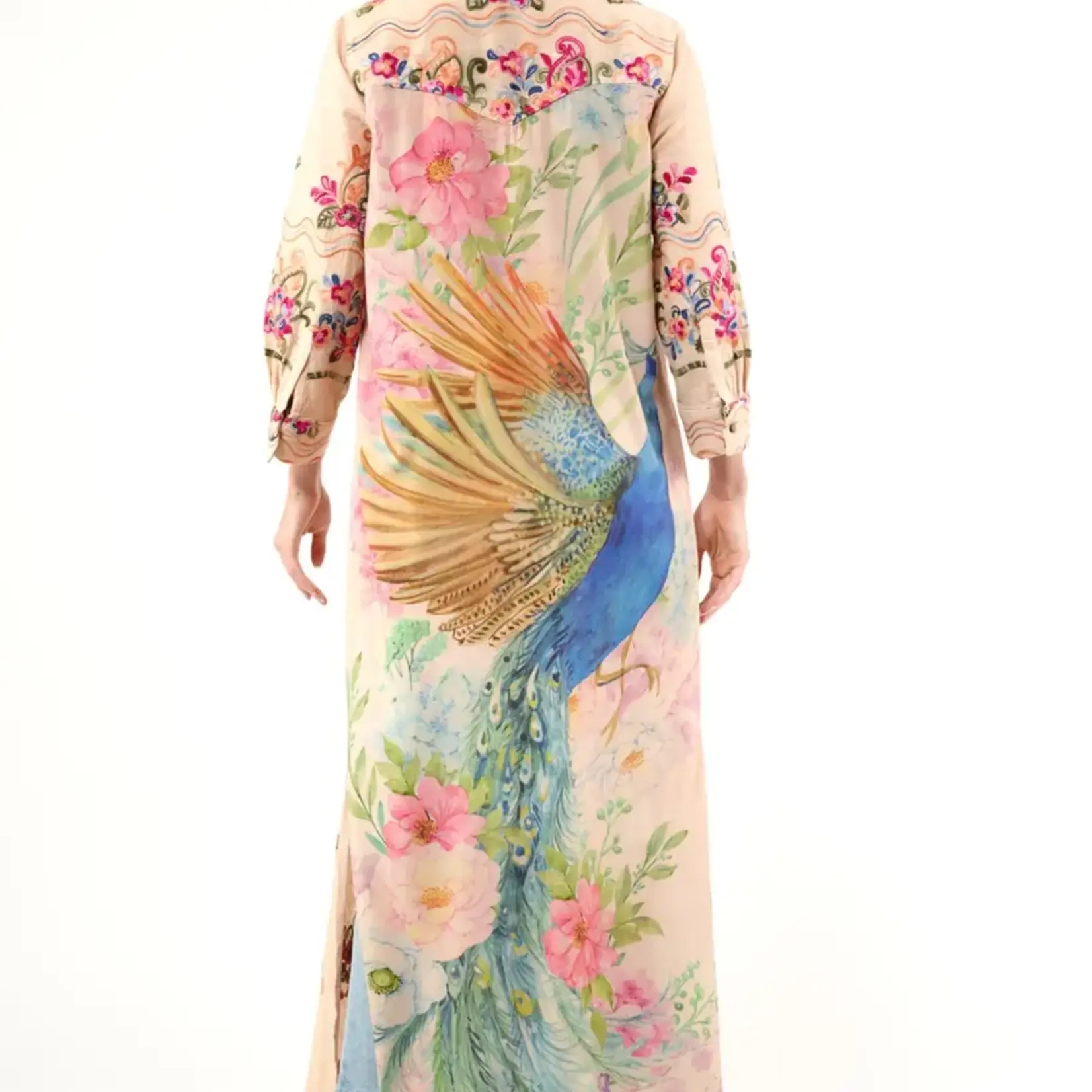 Aratta Beauty Mark Embroidered Maxi Duster / Shirt Dress
