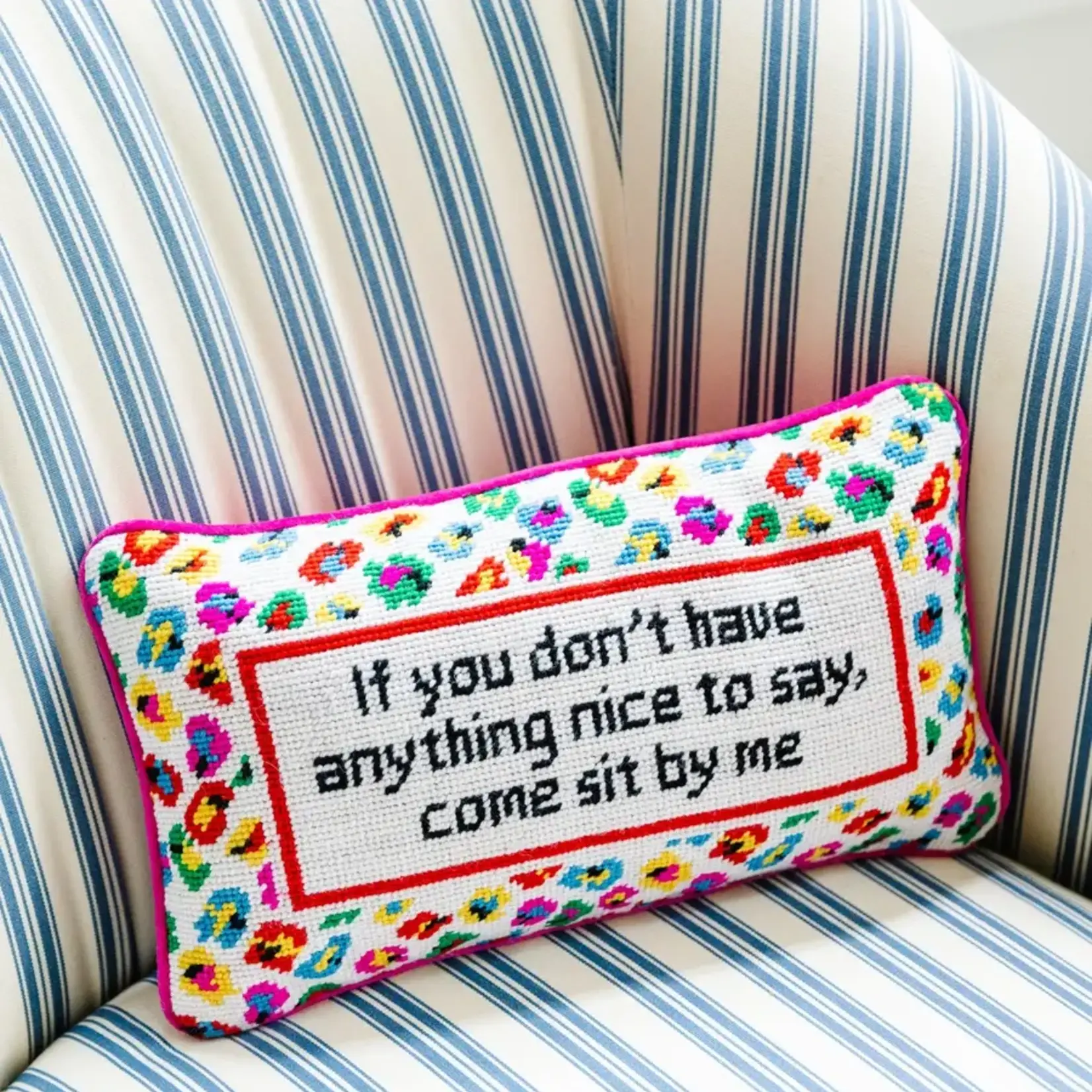 Furbish Studio Come Sit By Me Needlepoint Pillow