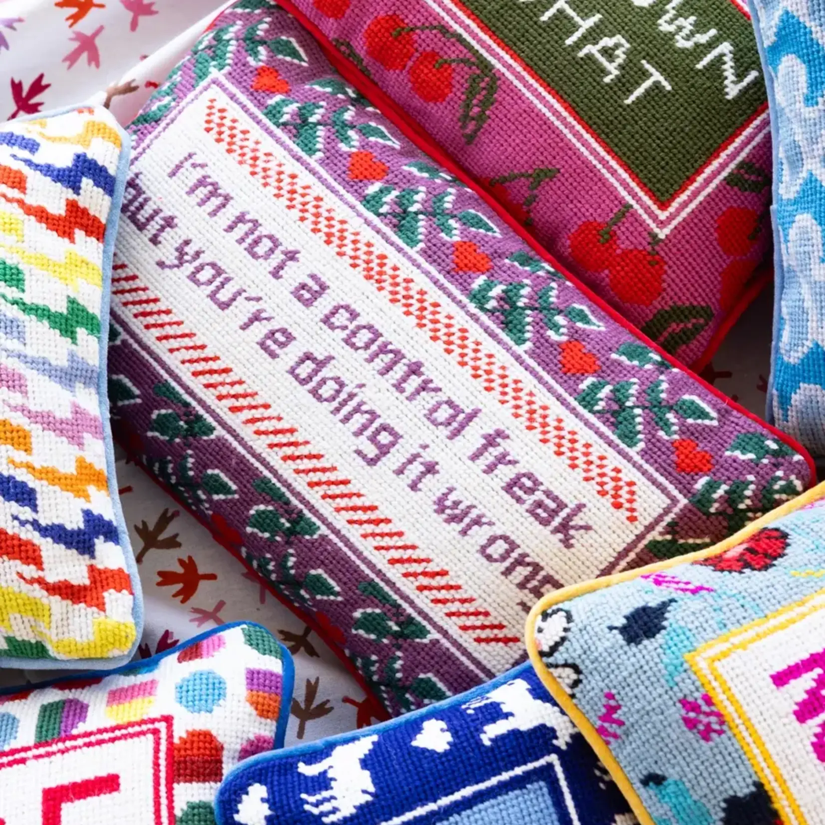 Furbish Studio Control Freak Needlepoint Pillow