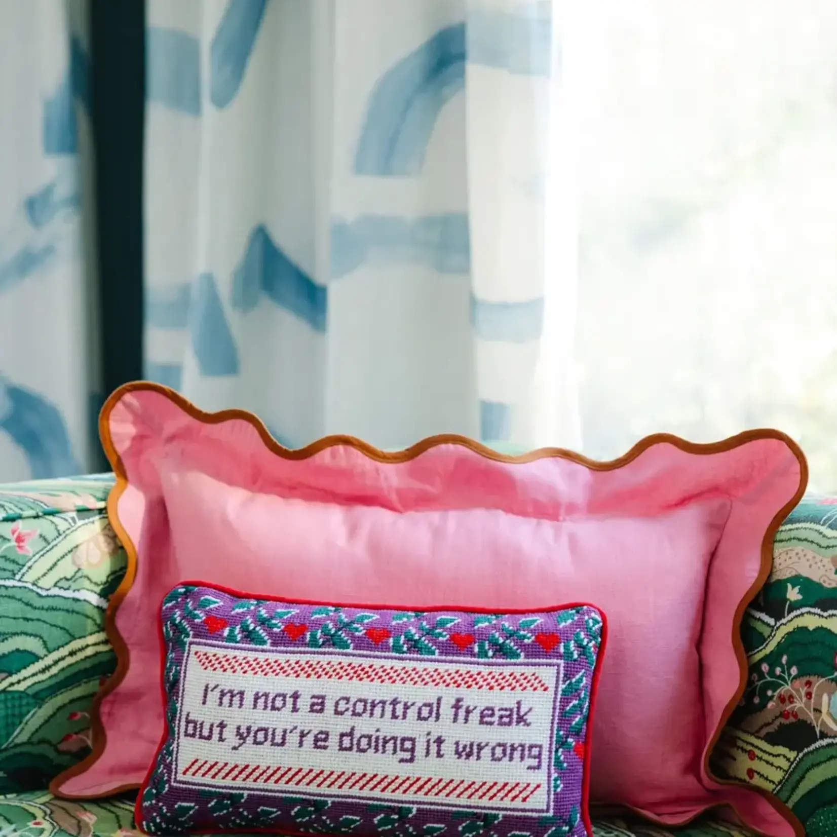 Furbish Studio Control Freak Needlepoint Pillow