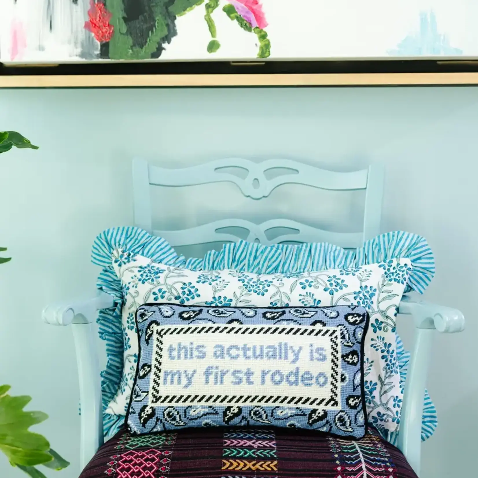 Furbish Studio First Rodeo Needlepoint Pillow