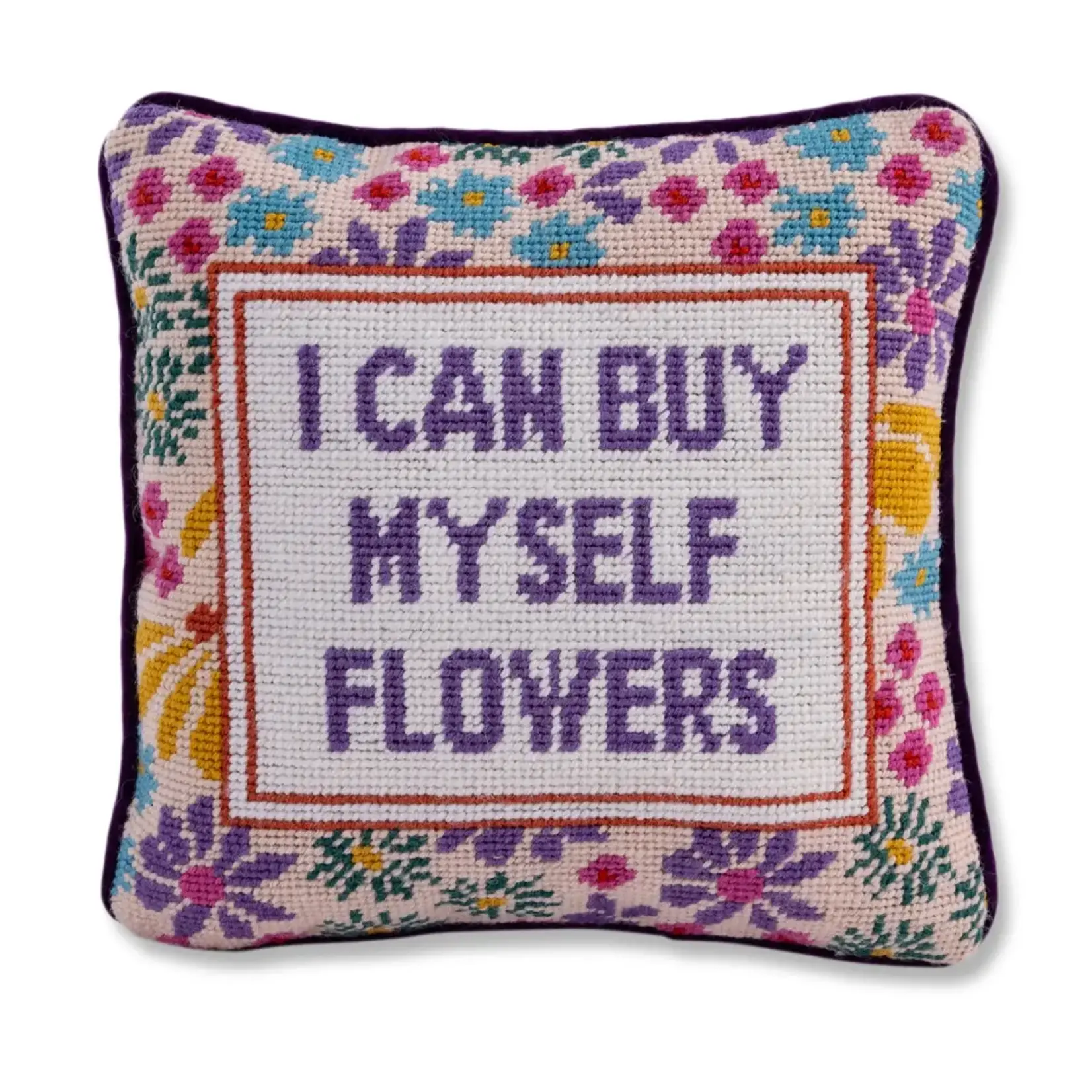 Furbish Studio Flowers Needlepoint Pillow