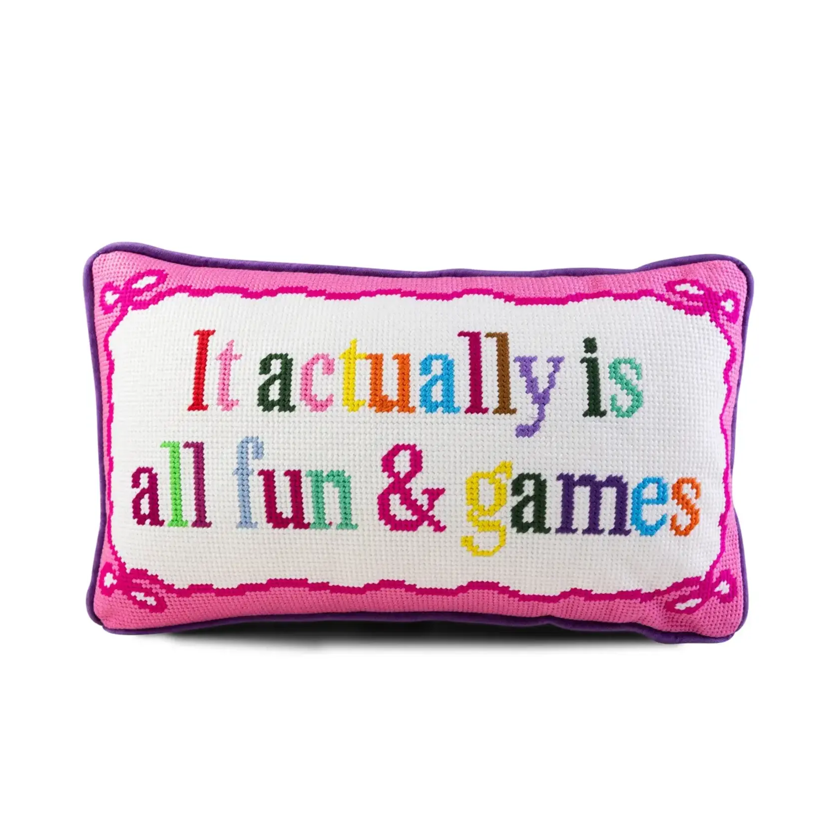 Furbish Studio Fun and Games Needlepoint Pillow