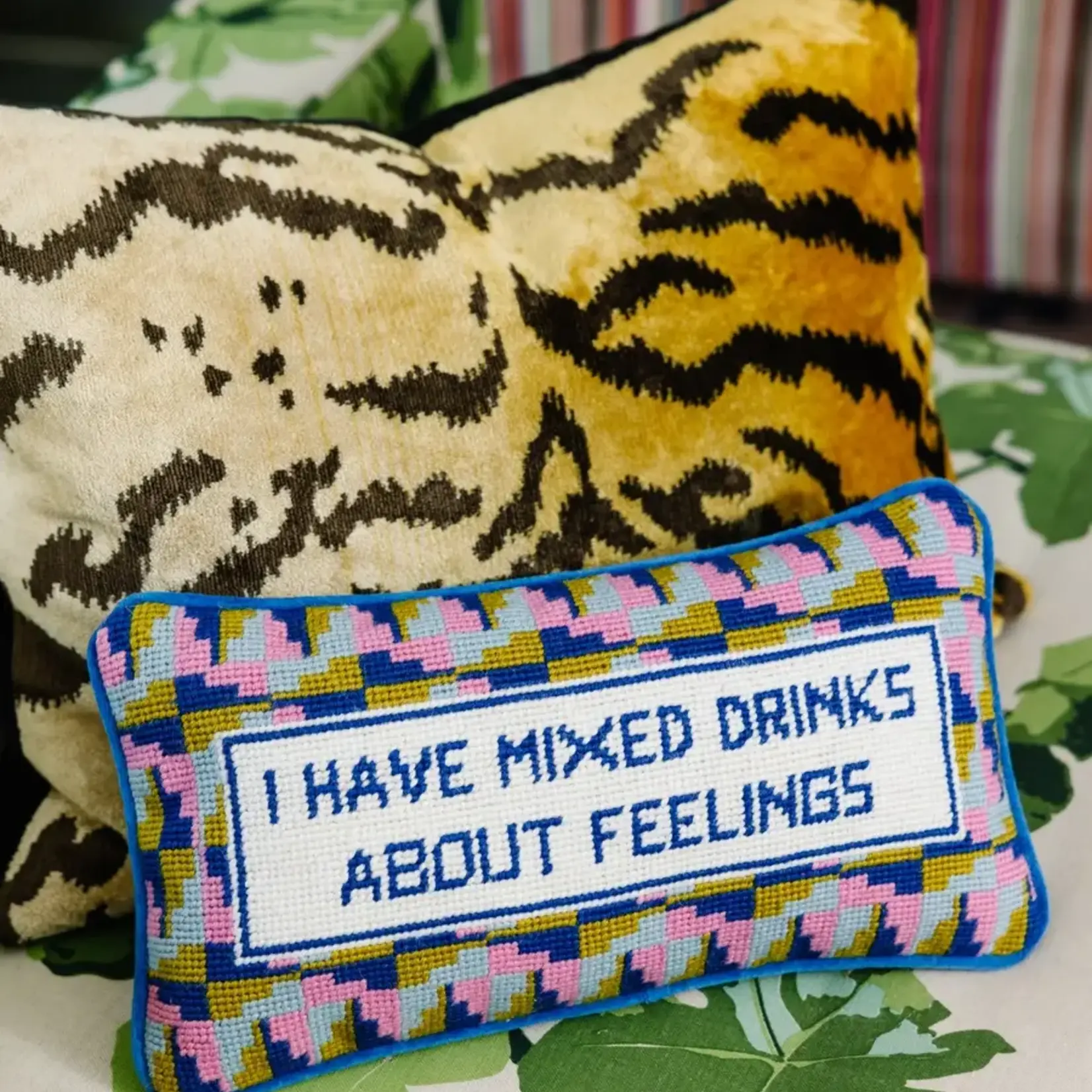 Furbish Studio Mixed Drinks Needlepoint Pillow