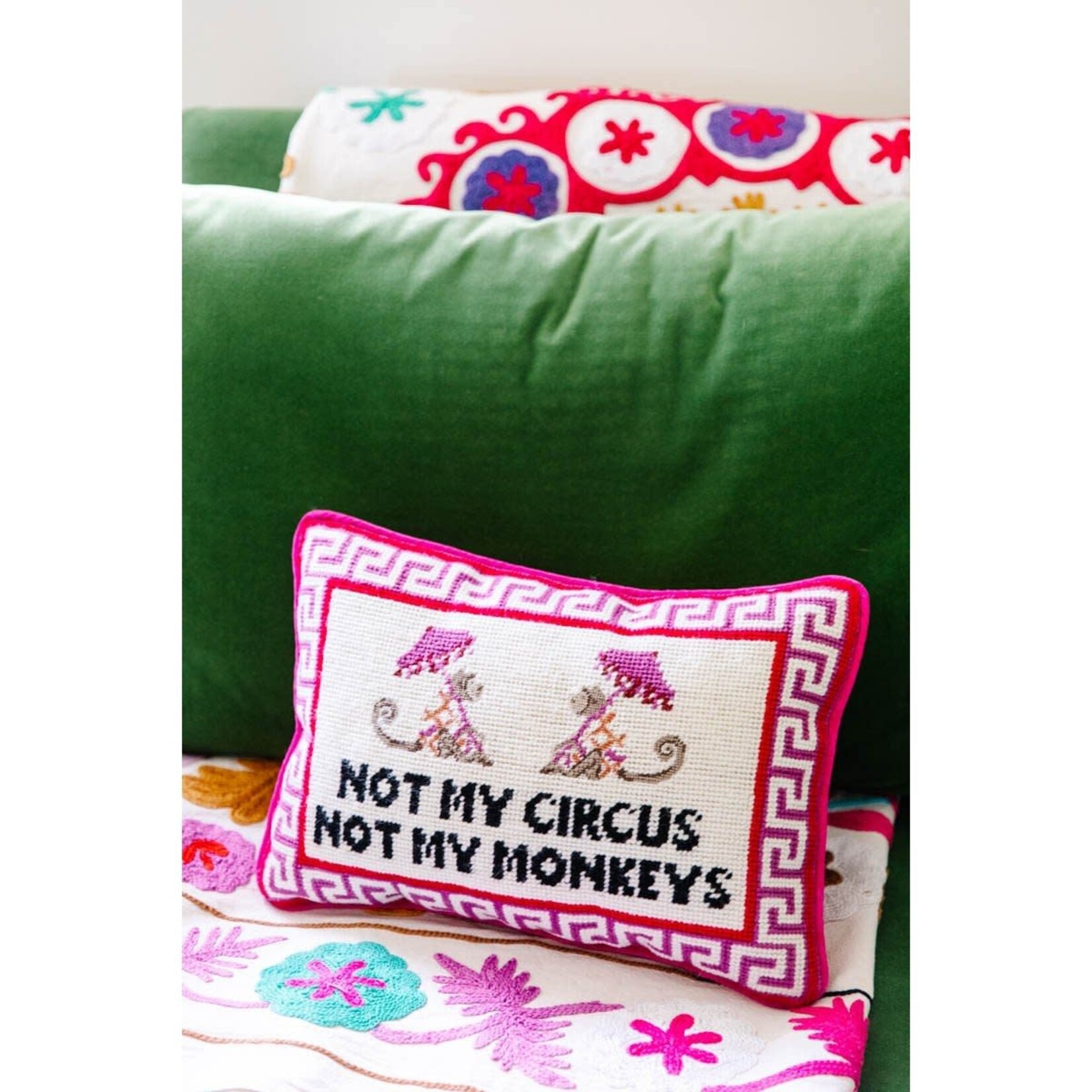 Furbish Studio Not My Circus Needlepoint Pillow