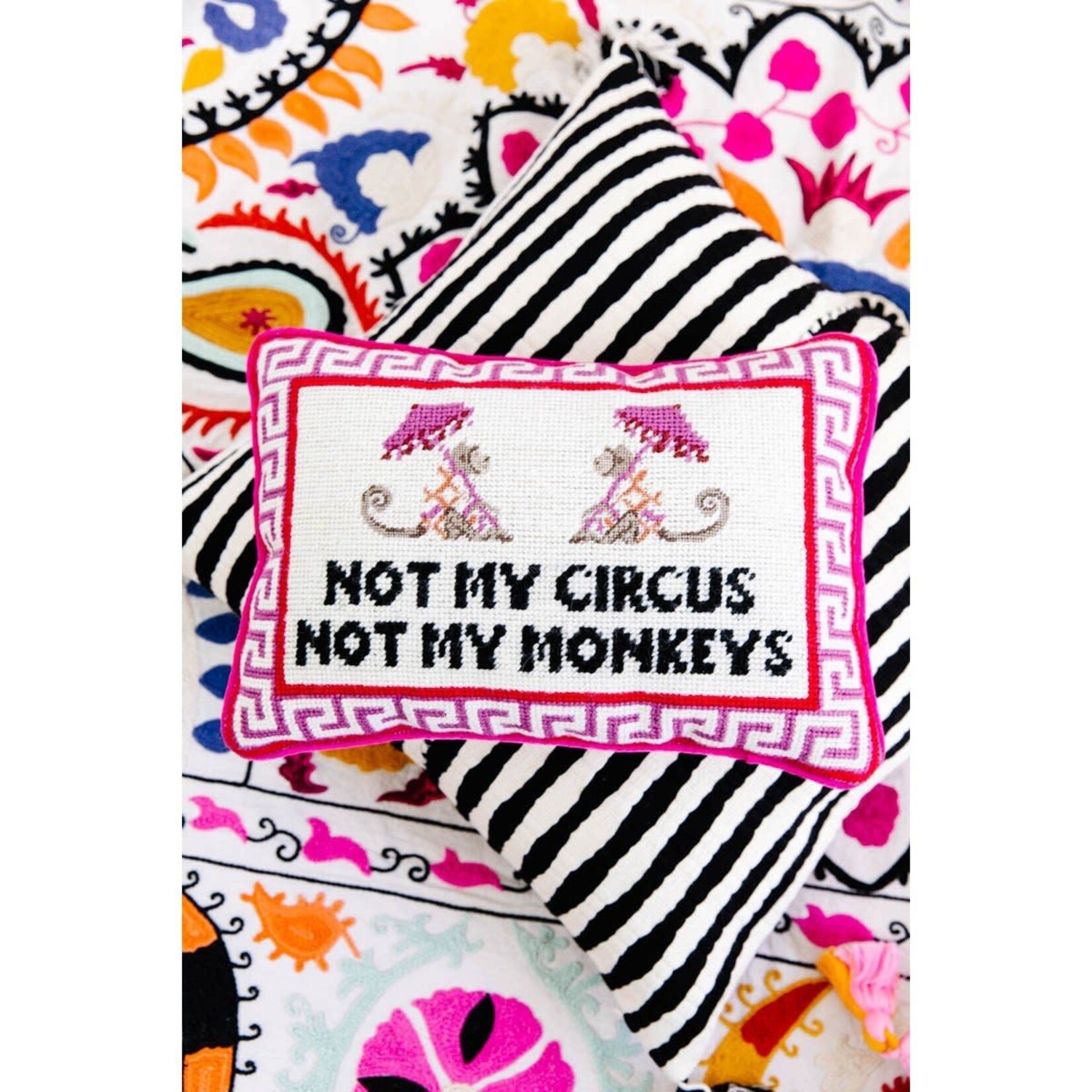 Furbish Studio Not My Circus Needlepoint Pillow