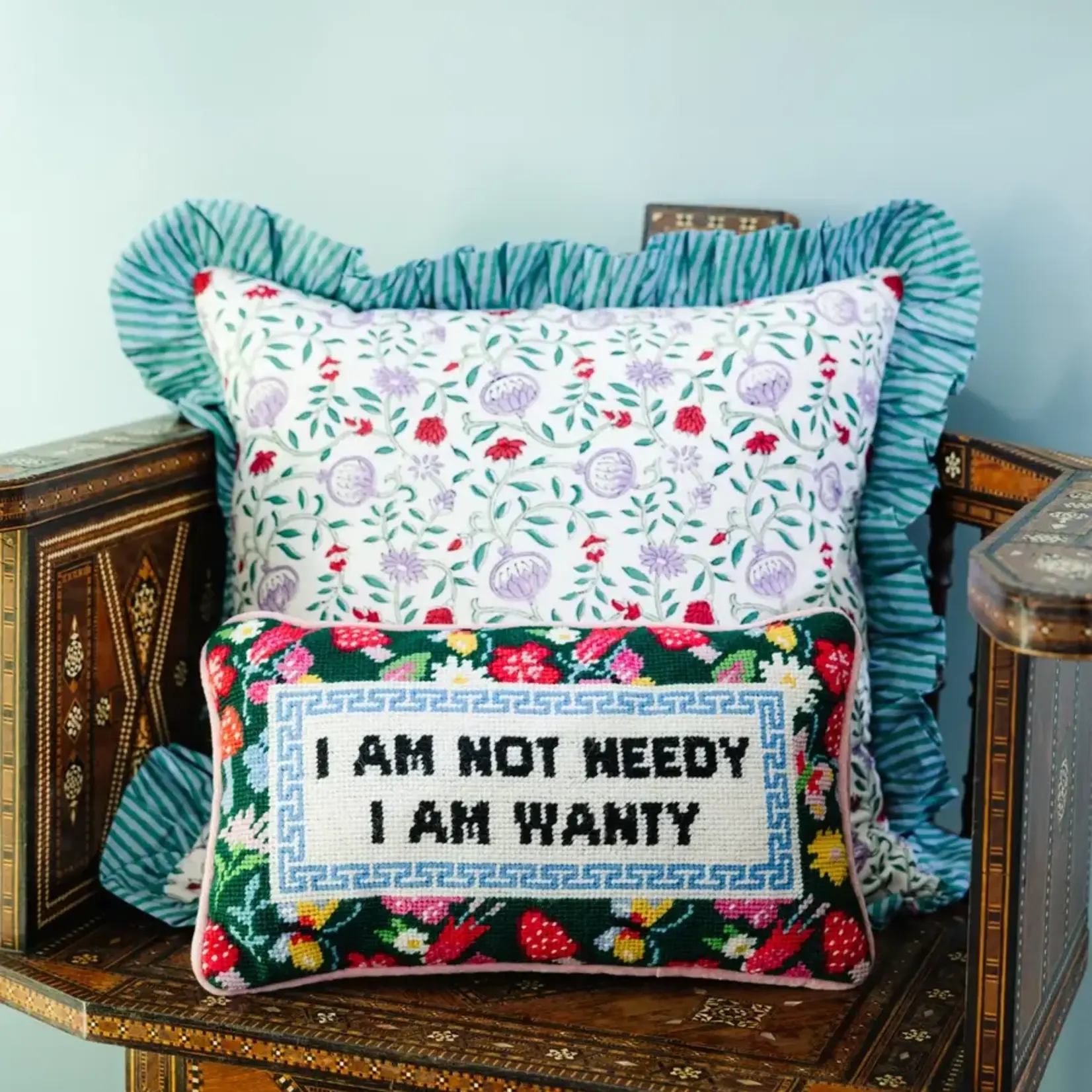 Furbish Studio Not Needy Needlepoint Pillow