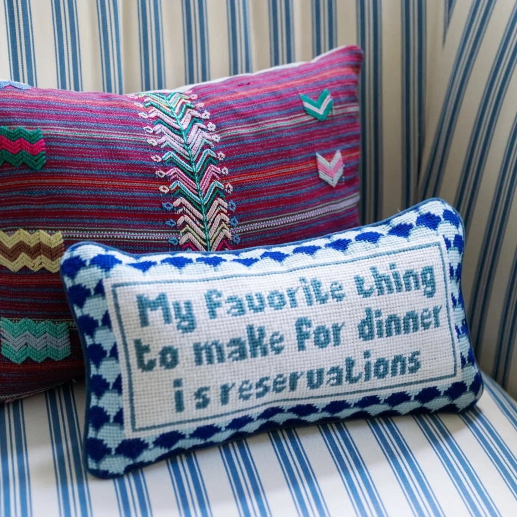 Furbish Studio Reservations Needlepoint Pillow