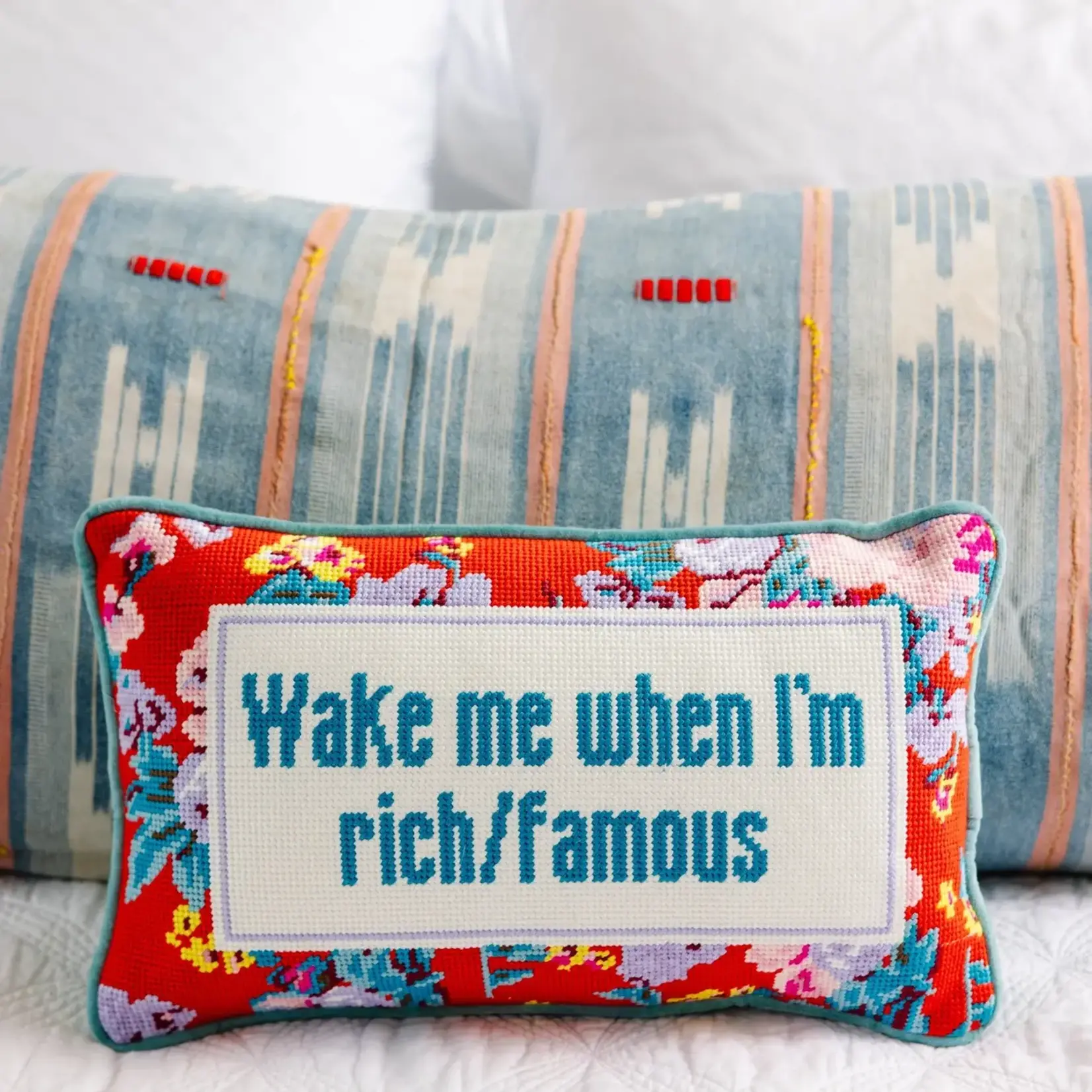 Furbish Studio Rich and Famous Needlepoint Pillow