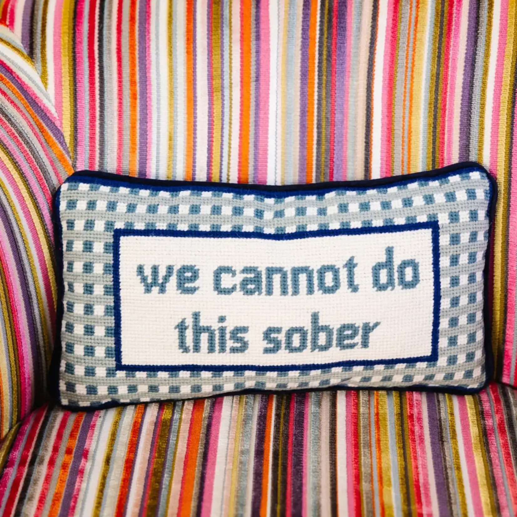 Furbish Studio Sober Needlepoint Pillow