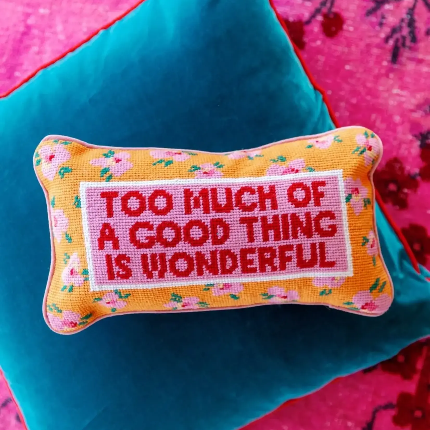 Furbish Studio Too Much Needlepoint Pillow