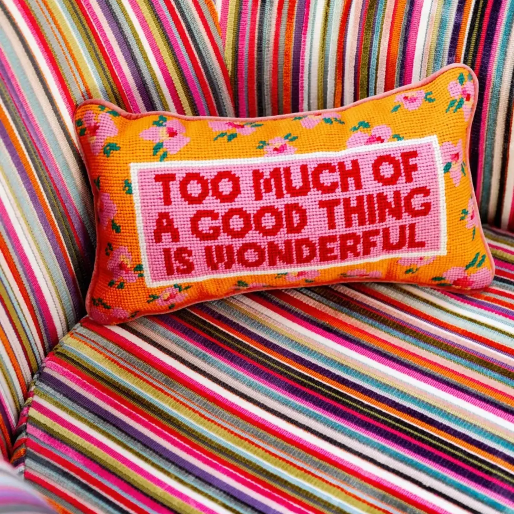 Furbish Studio Too Much Needlepoint Pillow