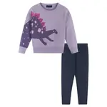 Andy & Evan Girls Purple Dino Sweater Set Size 8