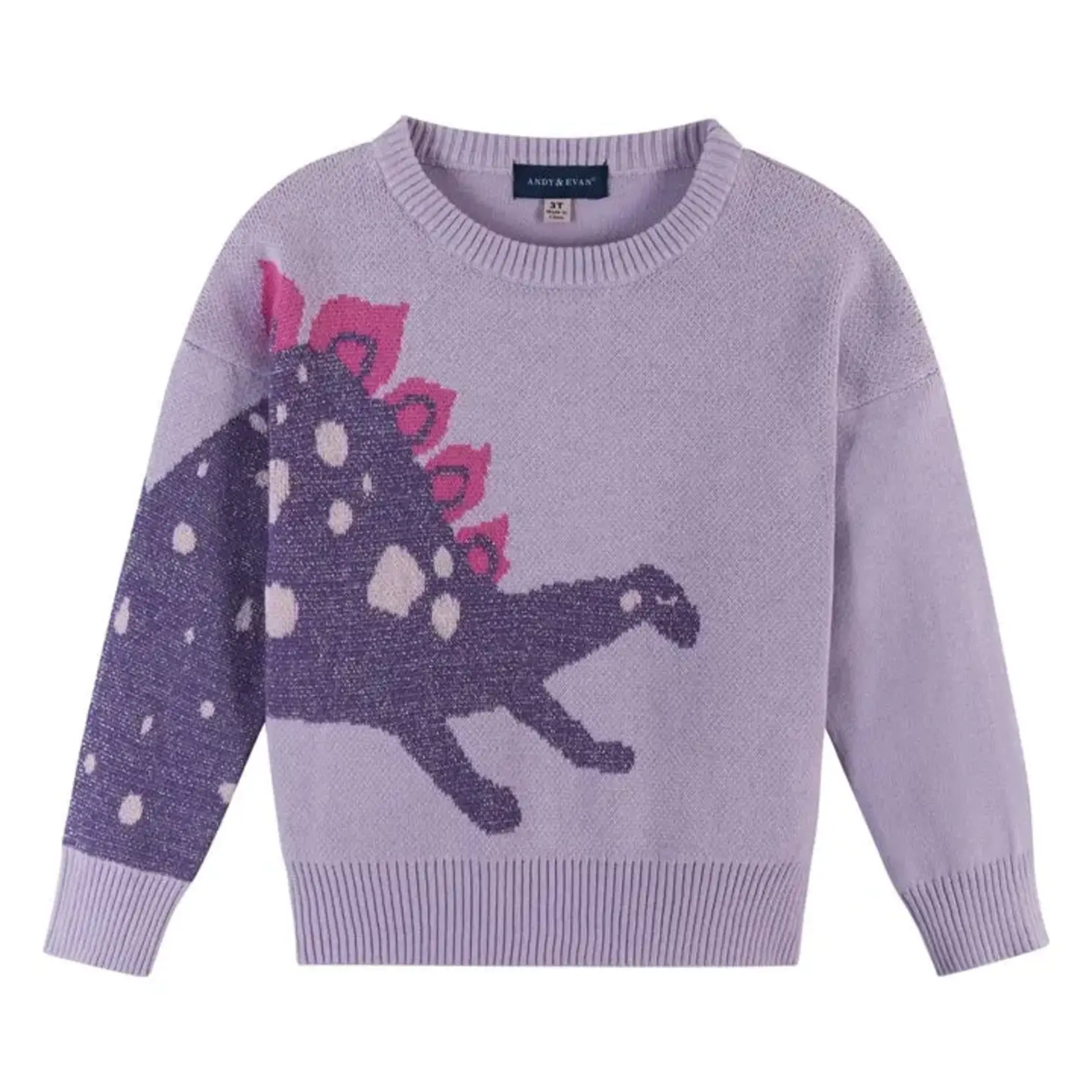 Andy & Evan Girls Purple Dino Sweater Set Size 8
