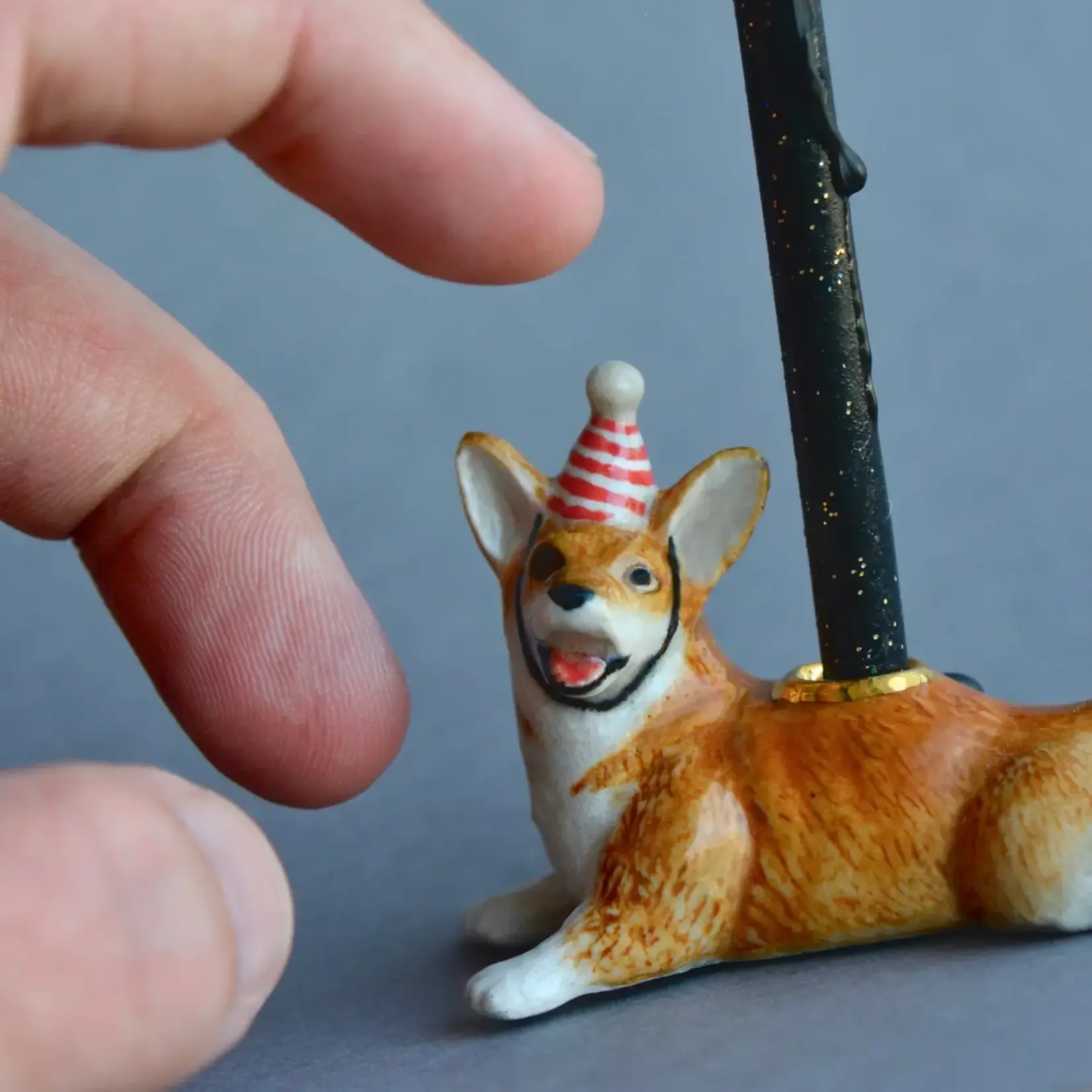 Camp Hollow Porcelain Animal Treasures Year of the Dog Cake Topper