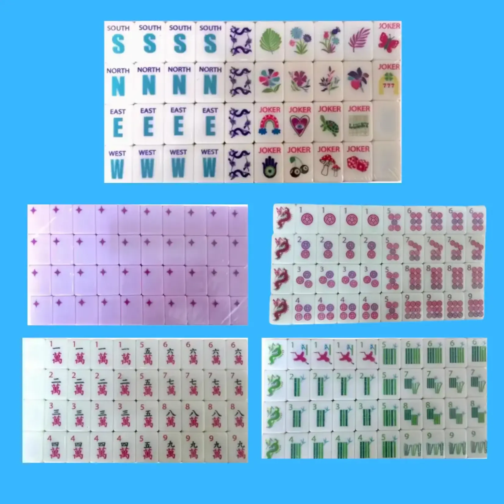 Bespoke Mahjong Lucky Charms Magnetic Tiles Bundle (Mint/Pink)