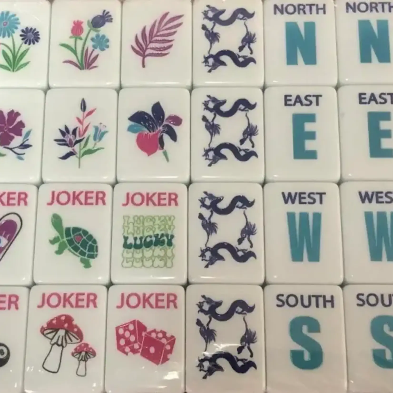 Bespoke Mahjong Lucky Charms Magnetic Tiles Bundle (Mint/Pink)