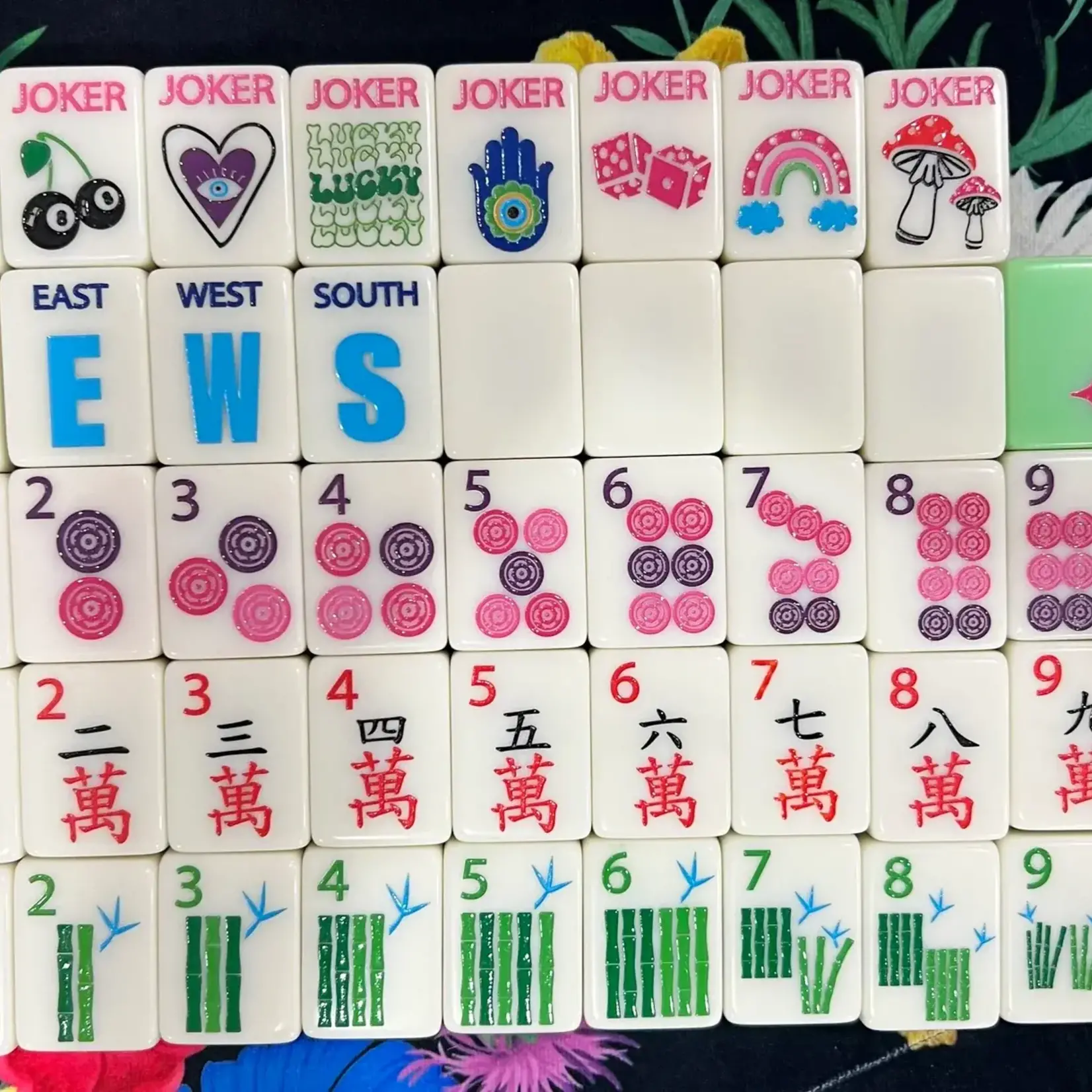 Bespoke Mahjong Lucky Charms Magnetic Tiles Bundle (Mint/Pink)