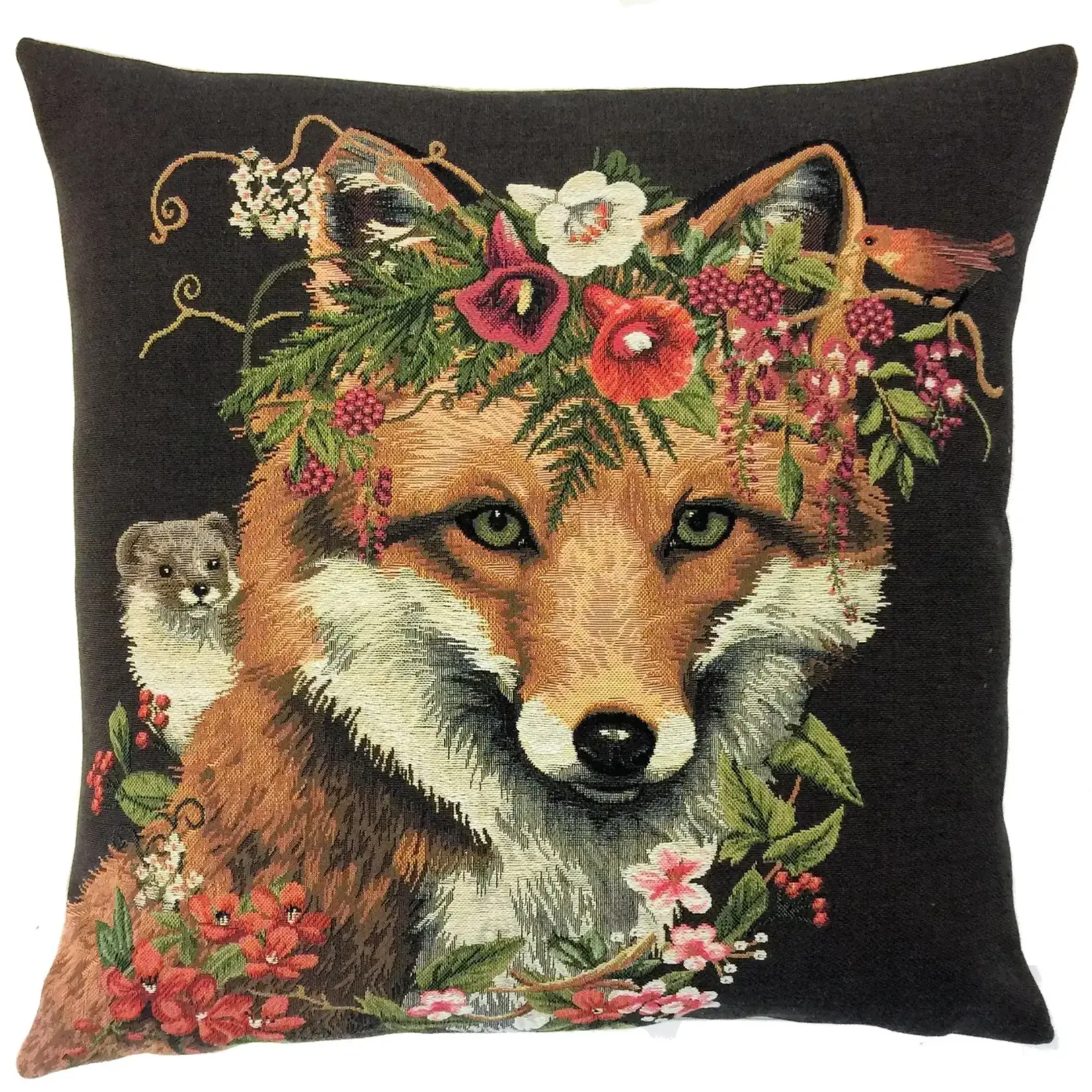 yapatkwa - art of the loom 14"x14" Fox Pillow Cover - Forest Decor