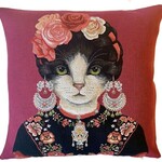 yapatkwa - art of the loom Decorative Pillow Cover Kahlo Cat