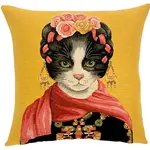 yapatkwa - art of the loom Frida Kahlo Cat with Scarf Pillow Cover