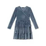Andy & Evan Periwinkle Velvet Lurex Tiered Dress