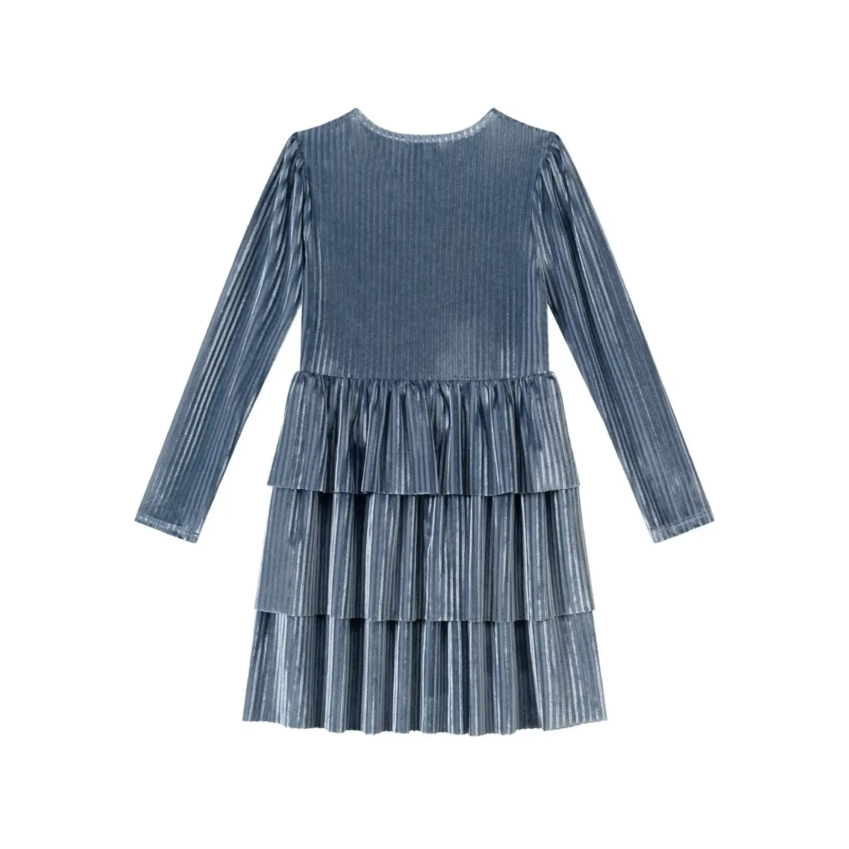 Andy & Evan Periwinkle Velvet Lurex Tiered Dress