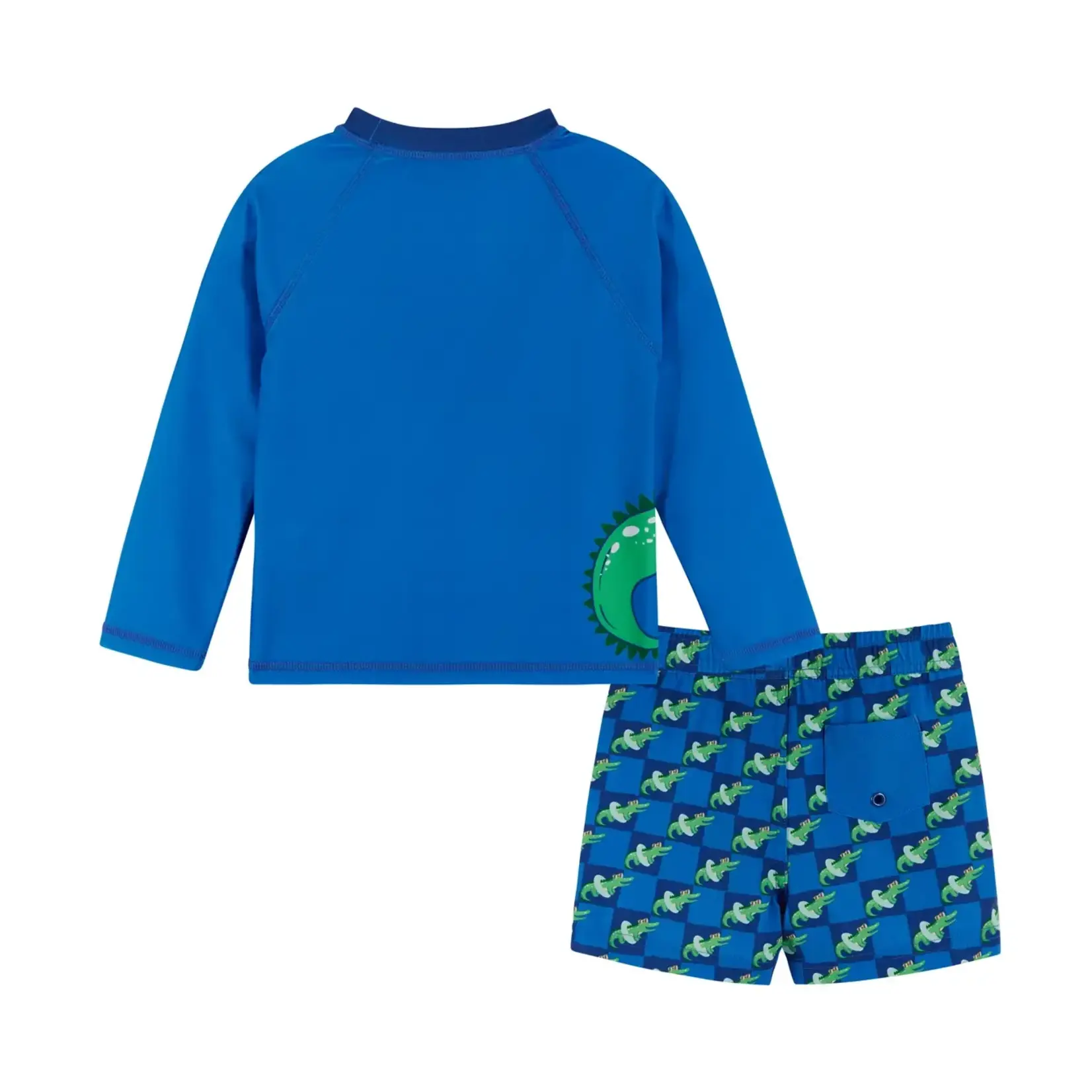 Andy & Evan Boys Toddler Alligator Graphic Rashguard and Boardshort