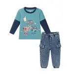 Andy & Evan Infant Jersey Twofer Tee & Terry Pants Set | Navy Blue Sports