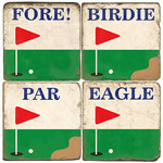 Fore - Tumbled Marble Coasters Set/4