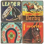 Horse Racing - Tumbled Marble Coasters Set/4