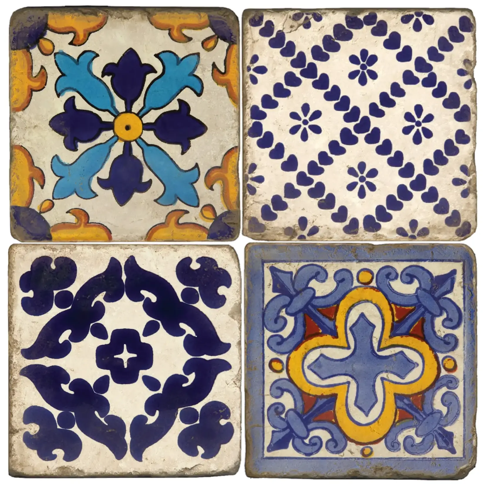 Mexican Tile Iii - Tumbled Marble Coasters Set/4
