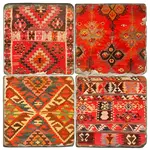 Red Kilim - Tumbled Marble Coasters Set/4