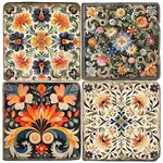 Rosemaling Ii - Tumbled Marble Coasters Set/4
