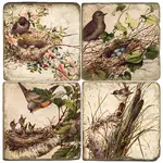 Spring Birds - Tumbled Marble Coasters Set/4