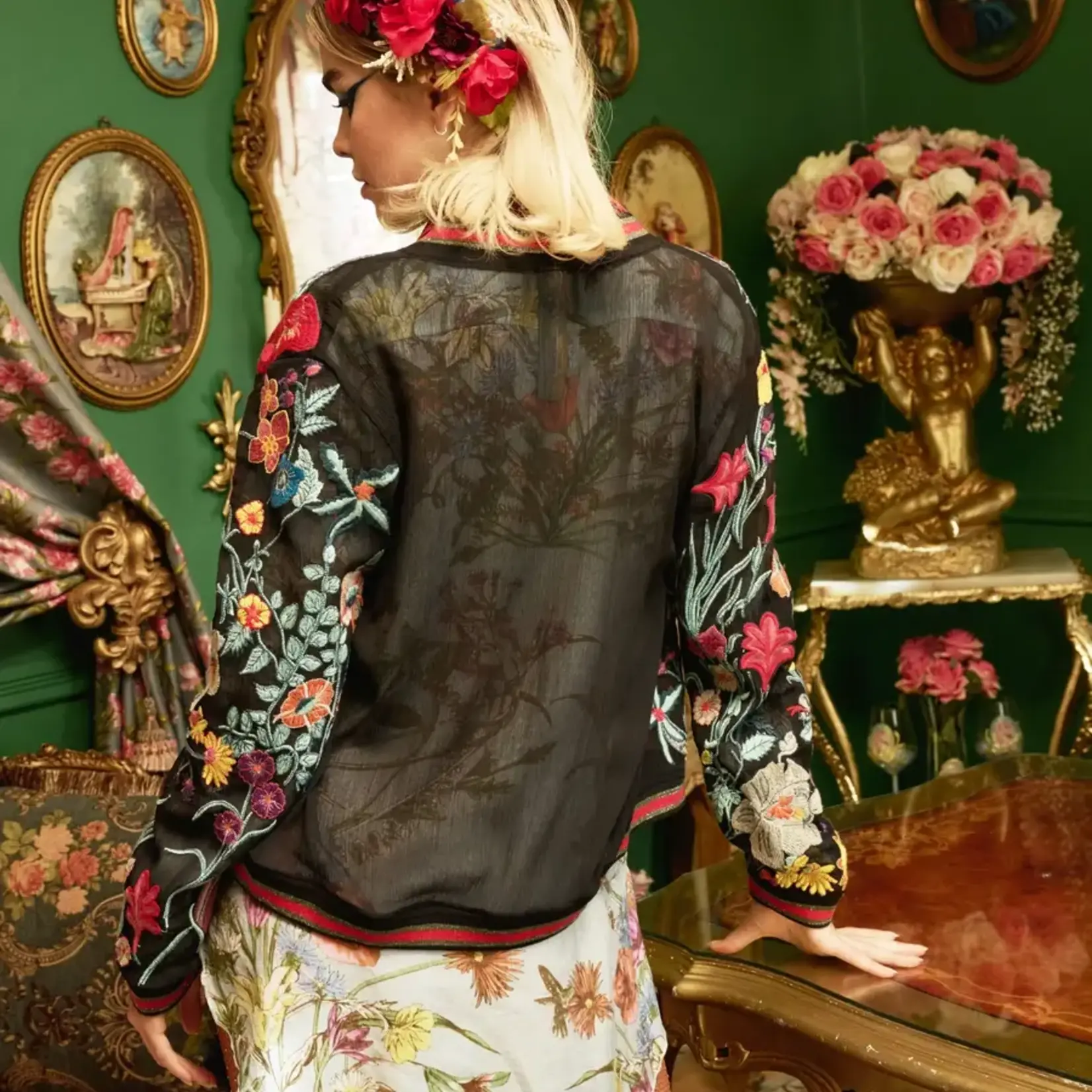 Aratta Bellezza Embroidered Bomber Jacket