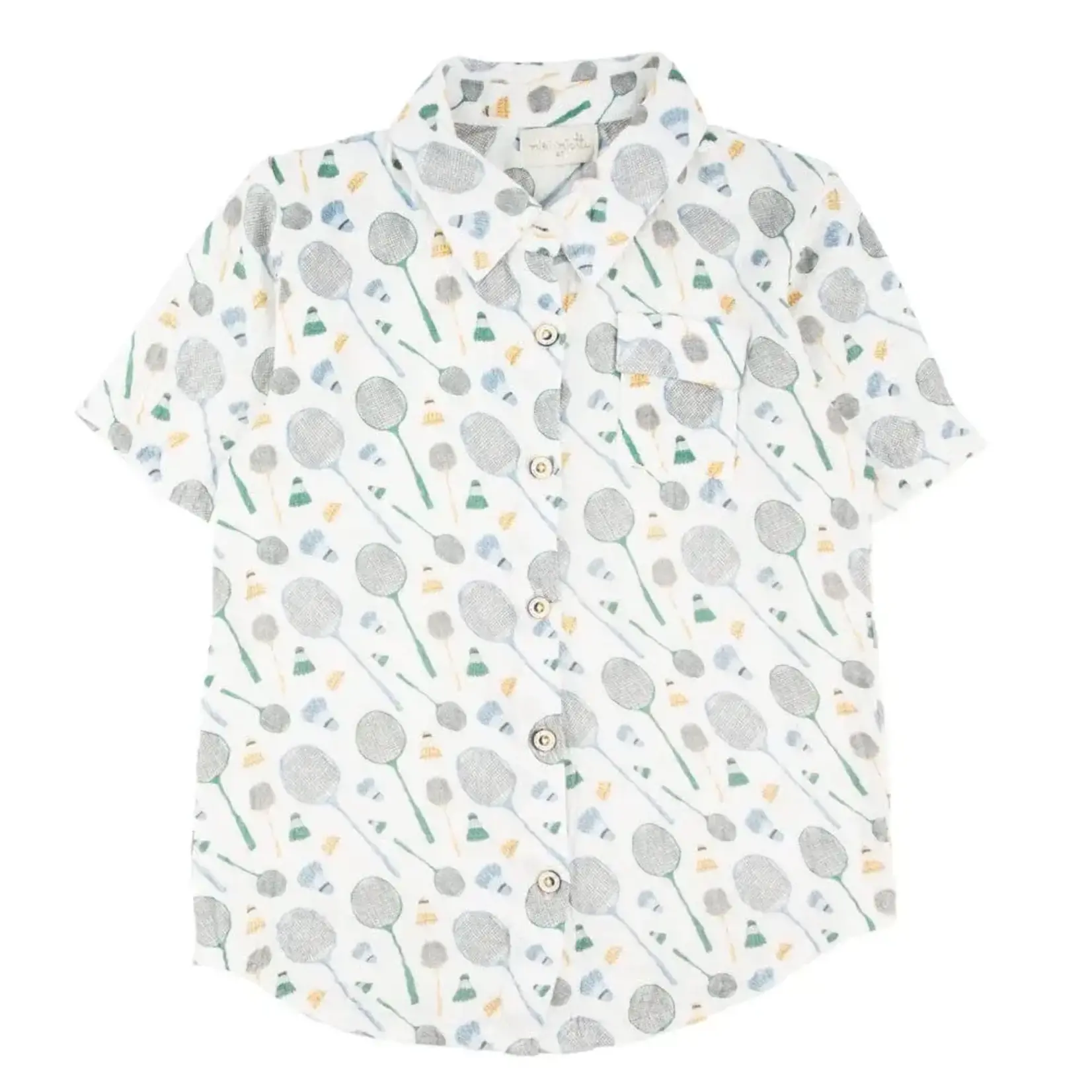 JERRY SHORT SLEEVE BUTTON UP BADMINTON RAQUET