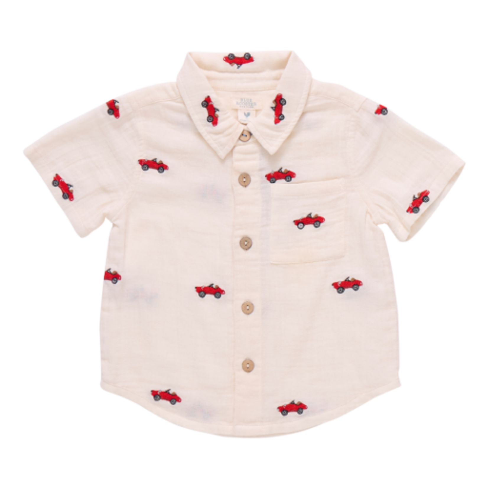 Pink Chicken boys jack shirt - vintage car embroidery