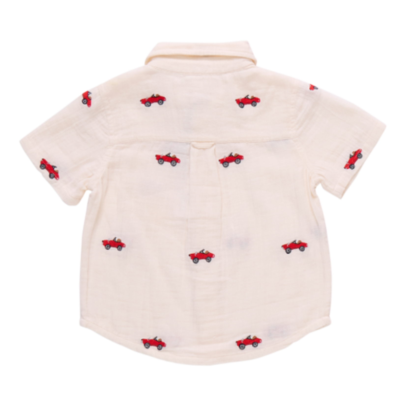 Pink Chicken boys jack shirt - vintage car embroidery