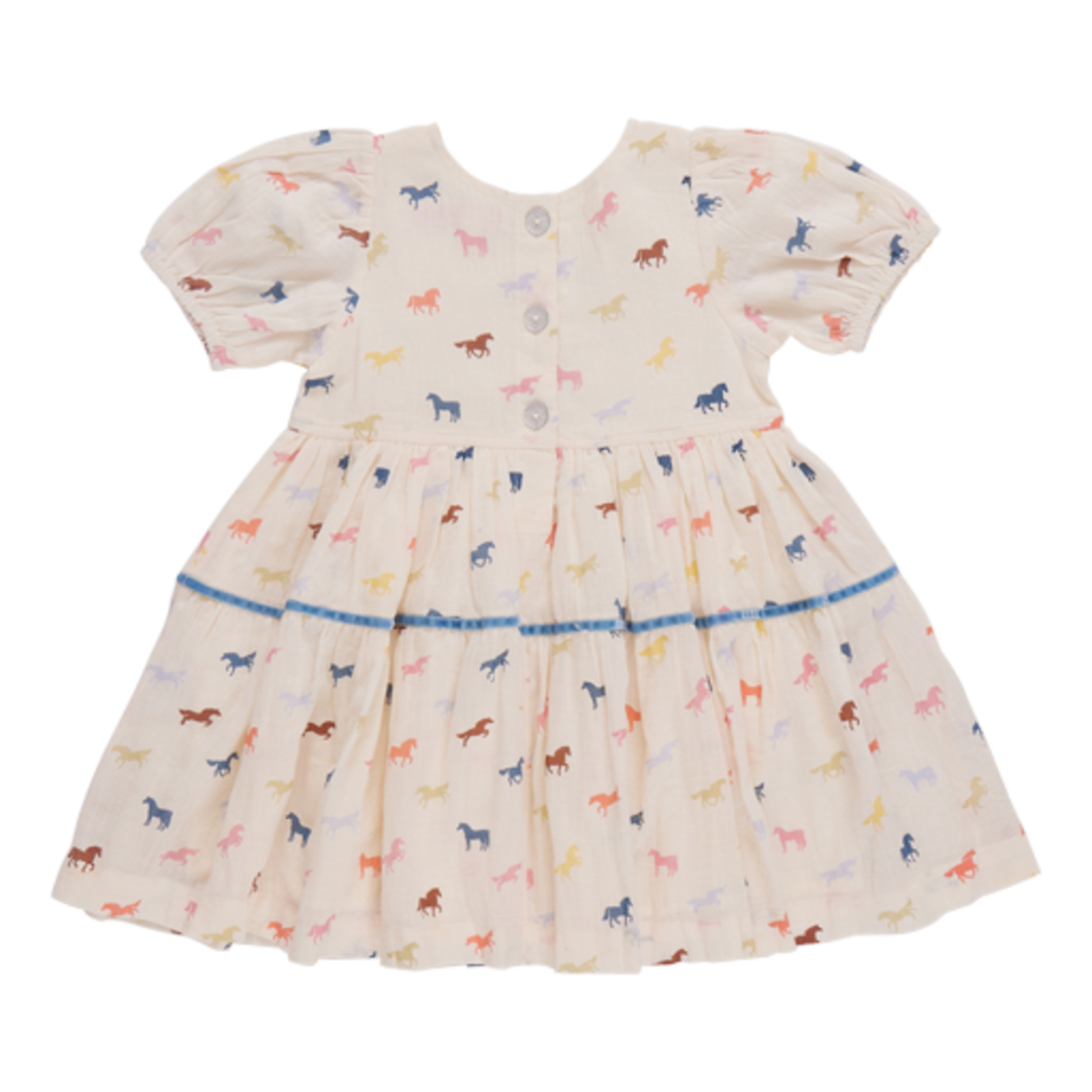 Pink Chicken girls charlie dress - multi tiny horses