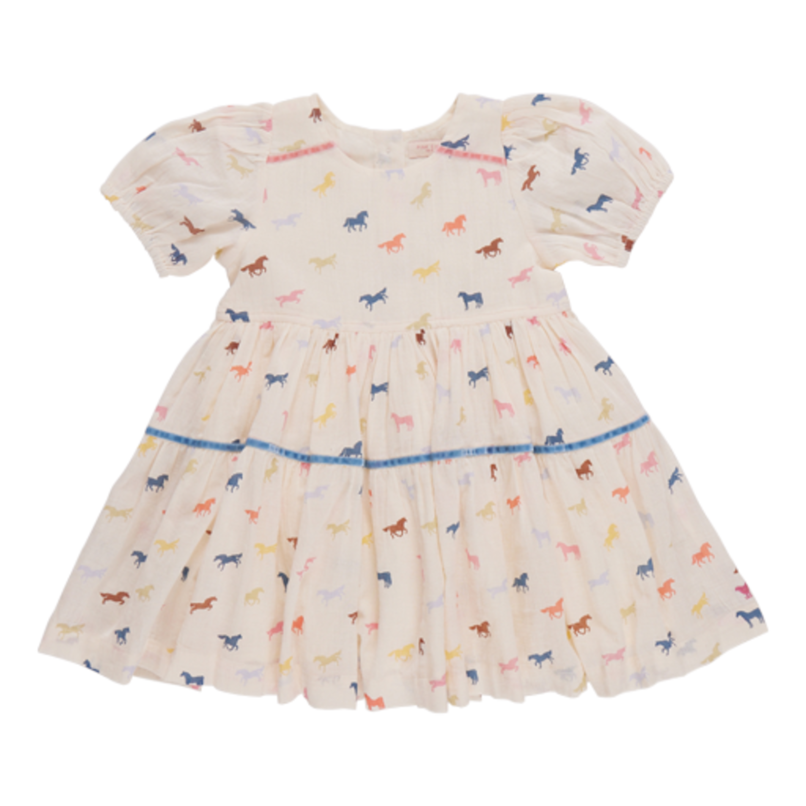 Pink Chicken girls charlie dress - multi tiny horses