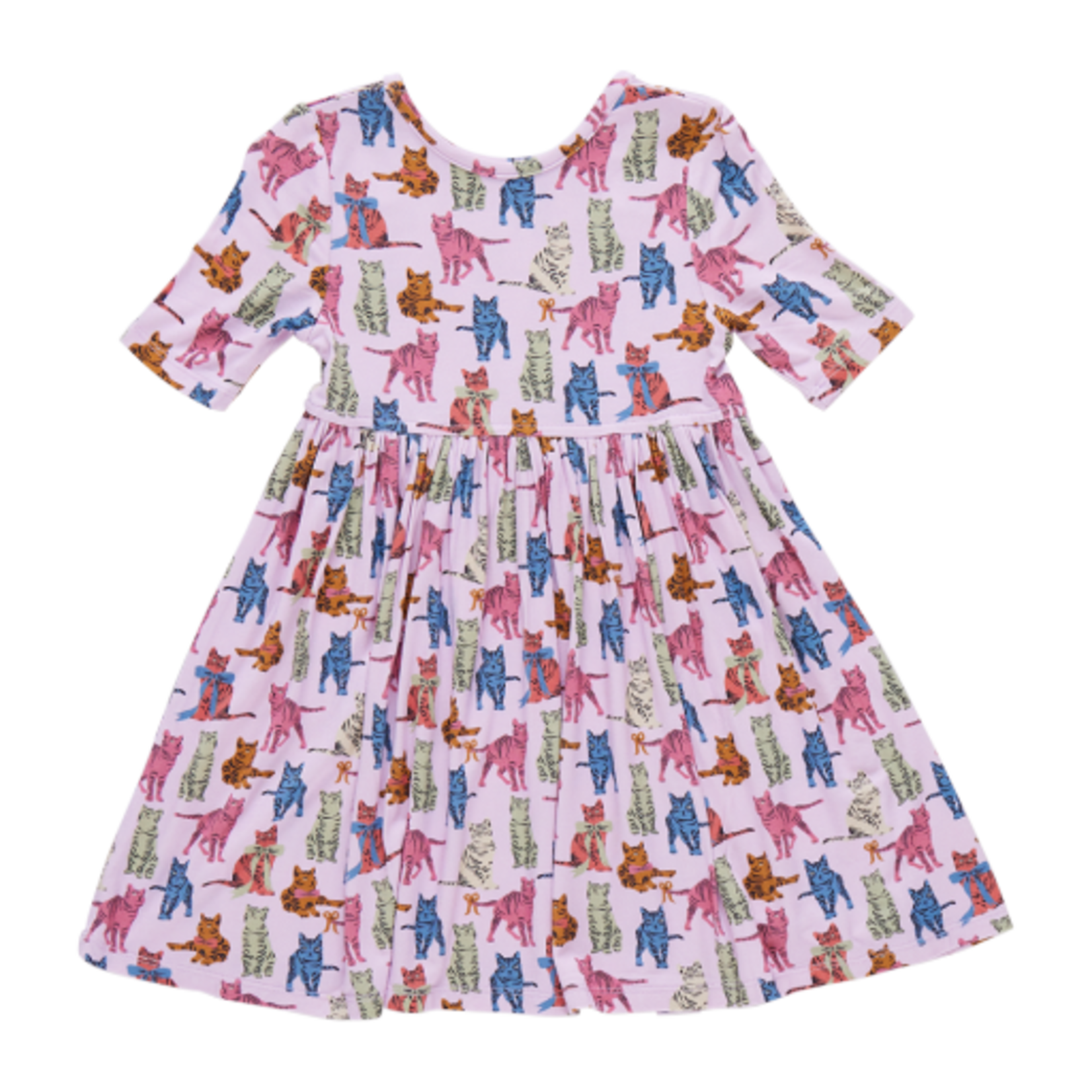 Pink Chicken girls bamboo steph dress - tabby cats