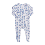 Pink Chicken baby bamboo romper - blue corgis