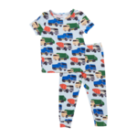 Pink Chicken kids bamboo pj set - dump trucks
