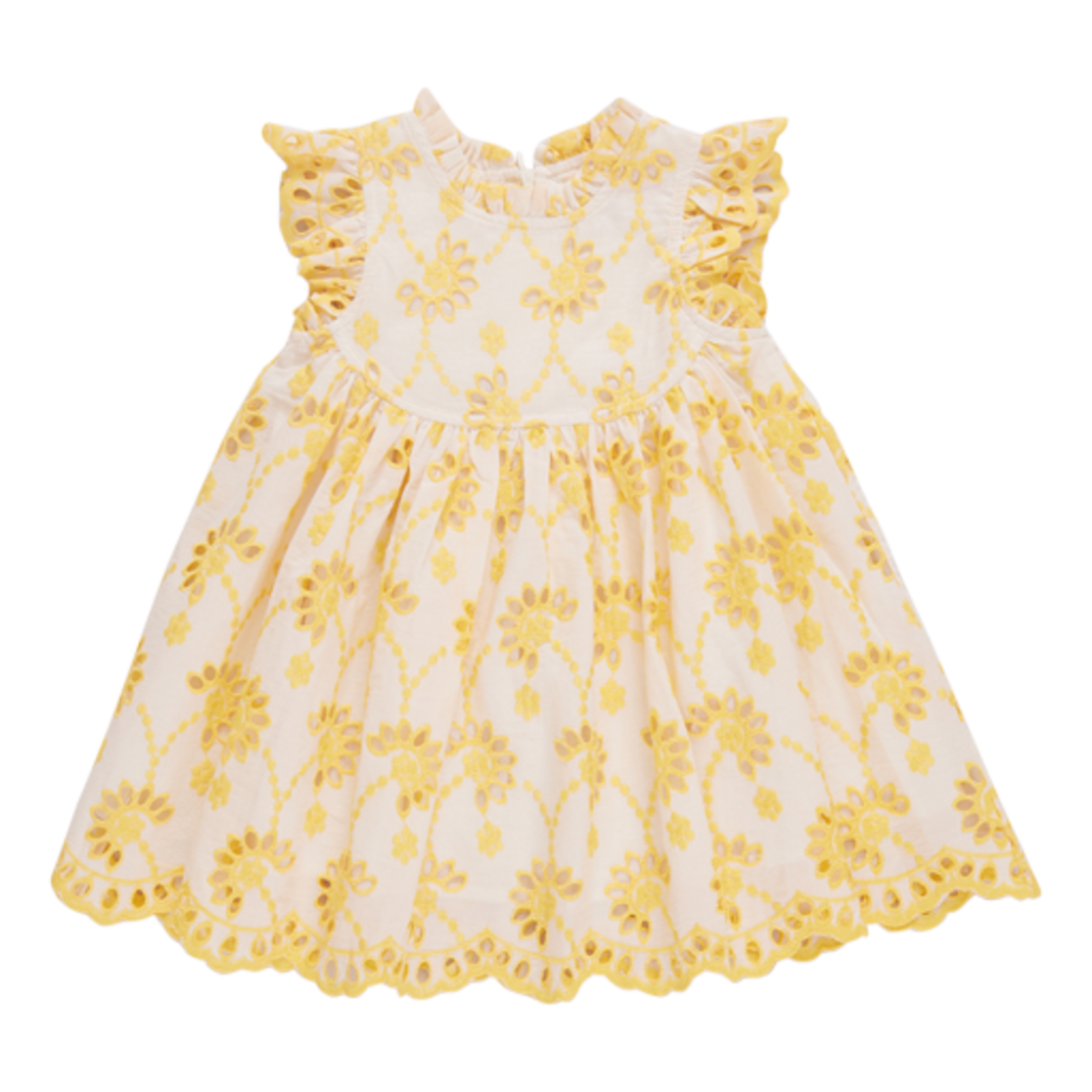 Pink Chicken girls cynthia dress - bright yellow eyelet