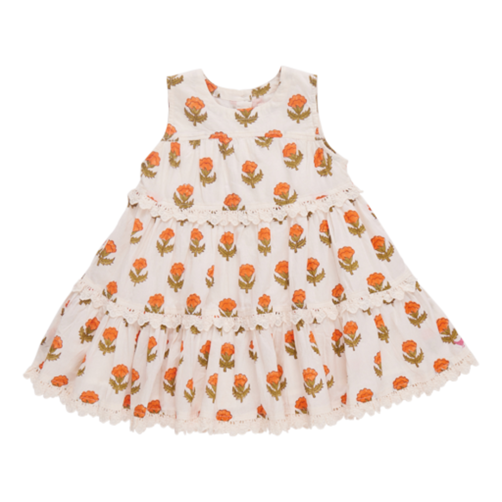 Pink Chicken girls daphne dress - small orange bud