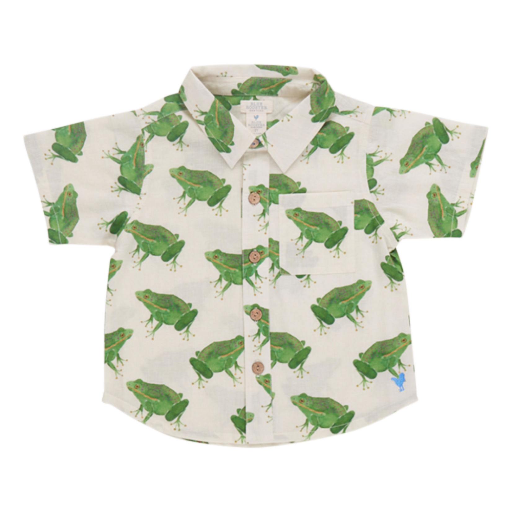 Pink Chicken boys jack shirt - frogs