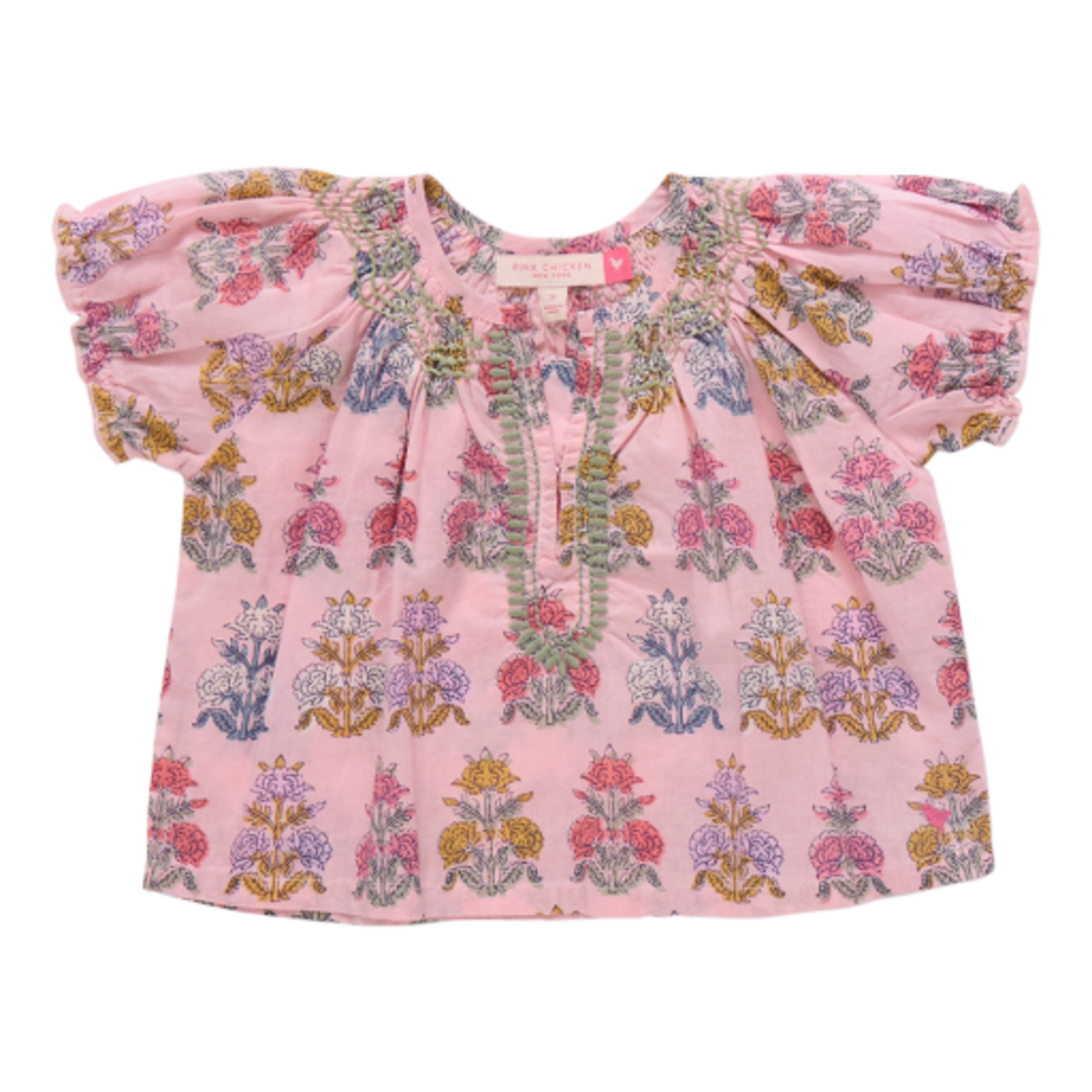 Pink Chicken girls ava top - pink flowerette